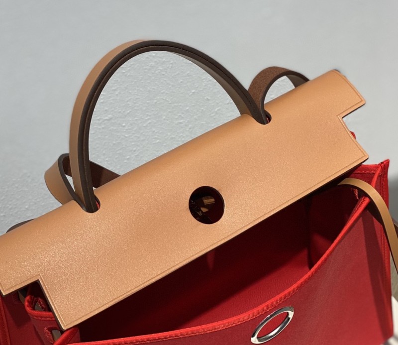 Hermes Herbag Zip Bag Red, Silver Toned Hardware Bag For Women, Women’s Handbags, Shoulder Bags 12.2in/31cm
