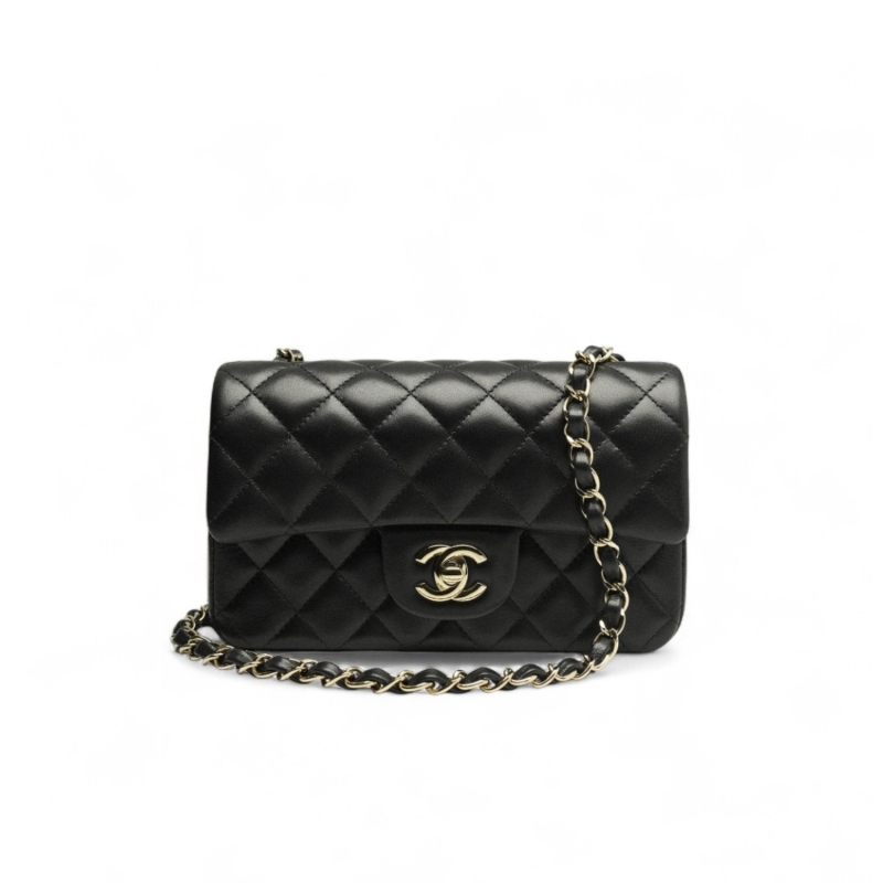 Chanel Classic Flap Bag Gold Toned Hardware Black For Women, Women’s Bags, Shoulder And Crossbody Bags 7.8in/20cm A01116
