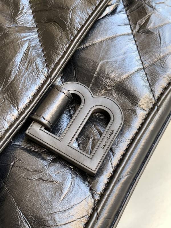 Balenciaga Crush Medium Chain Bag Quilted In Black For Women 12.2in/31cm 716393210IY1000