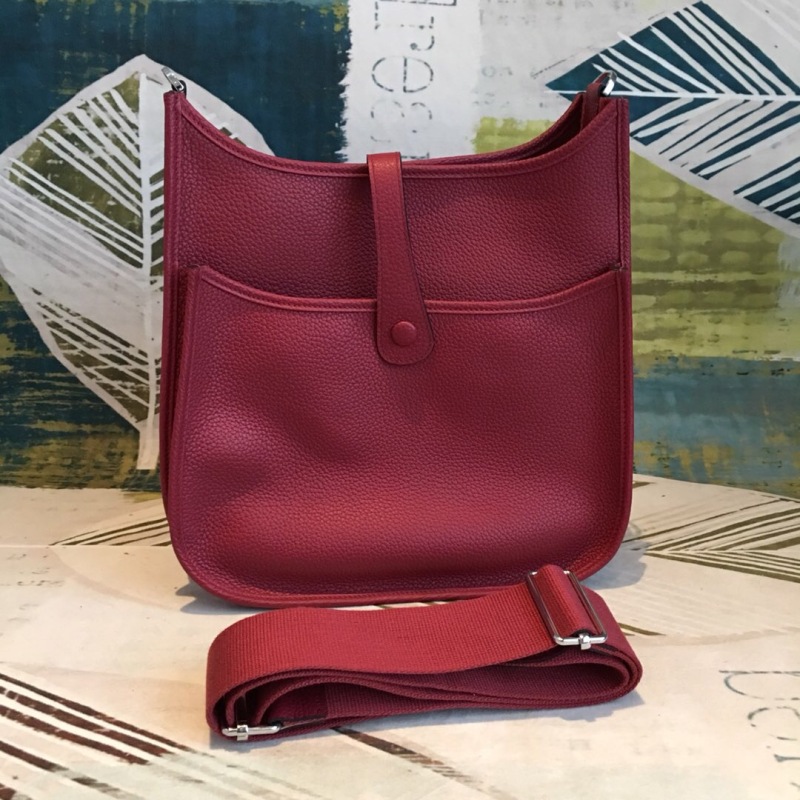 Hermes Evelyne III PM Bag Burgundy For Women Silver Toned Hardware 29cm/11.4