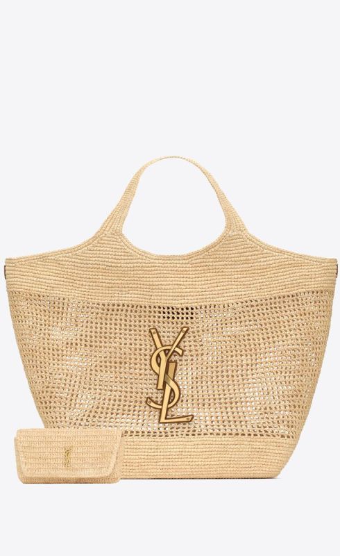 Saint Laurent Icare In Raffia Beige For Women 55 Inches/ 21.7 Cm 772191GAAEK2063