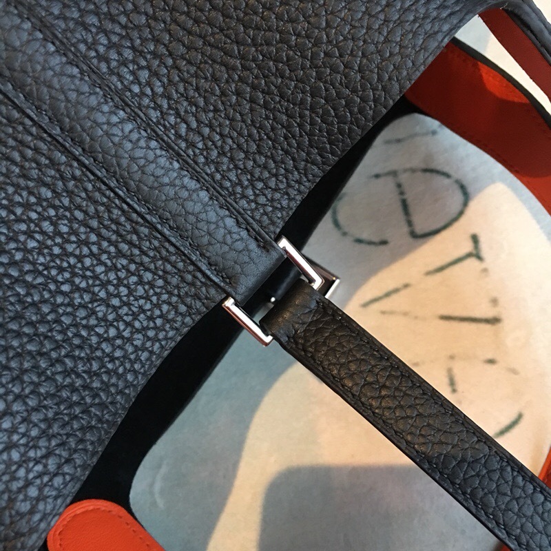 Hermes Picotin Lock 18 Black Clemence Palladium Hardware For Women 7.5in/19cm