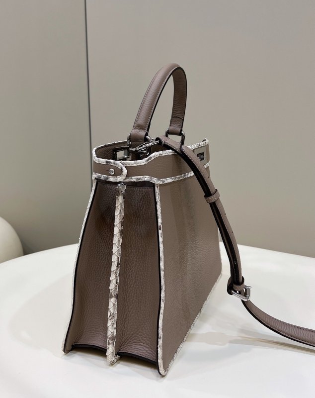 Fendi Peekaboo ISeeU Medium Greige For Women, Women’s Handbags, Shoulder Bag 13.1in/33.5cm FF