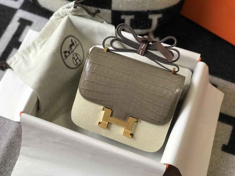 Hermes Mini Constance Bag Grey For Women Gold Color Hardware 7.1in/18cm