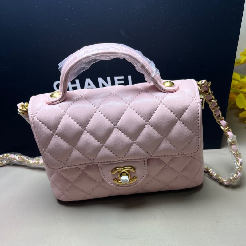 Chanel Small Flap Bag With Top Handle Light Pink 8.7in/22cm For Women AS5355-B19386-NADOE