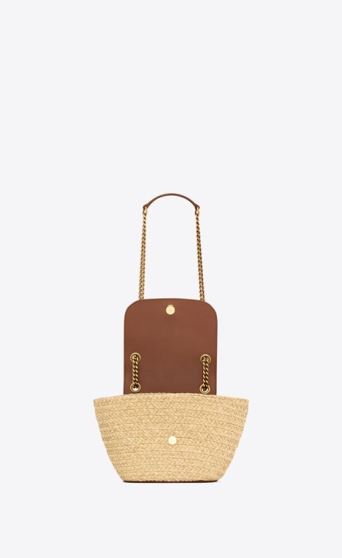 Saint Laurent Mini Manon In Raffia And Aged Vegetable-Tanned Beige For Women 9.1 Inches/ 23 Cm 774269GAAED9051