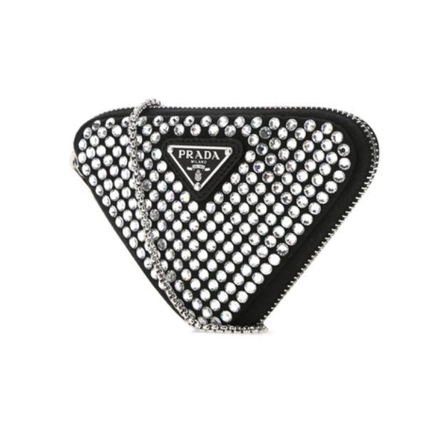 Prada Mini- Pouch With Artificial Crystals Bag Black For Women 3.9 in/ 10 cm 1NR005_2AWL_F0T7O