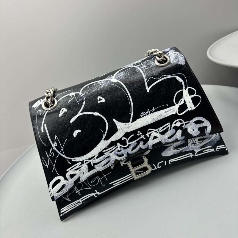 Balenciaga Hourglass Small Handbag Black For Women 12.2in/31cm