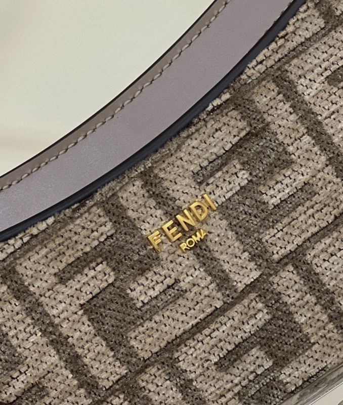 Fendi O’Lock Swing Dove Gray Tapestry Fabric Bag For Woman 32cm/12in