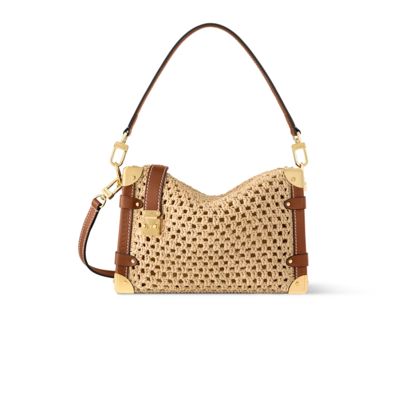 Louis Vuitton Side Trunk MM Raffia Natural/Brown For Women 9.3in/23.5cm M14405