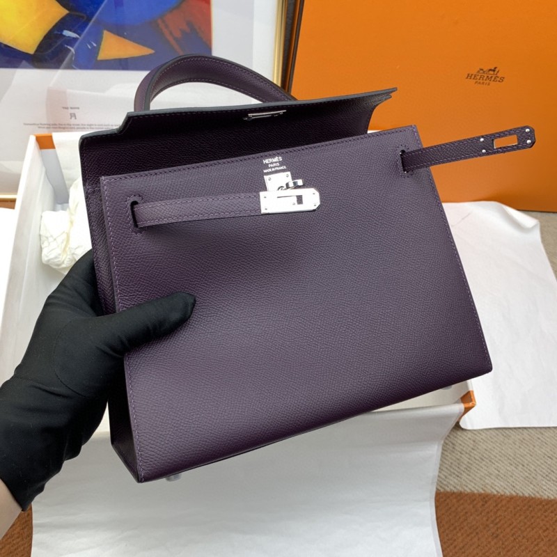 Hermes Kelly 25 Sellier Epsom Dark Purple Bag For Women, Women’s Handbags, Shoulder Bags 10in/25cm