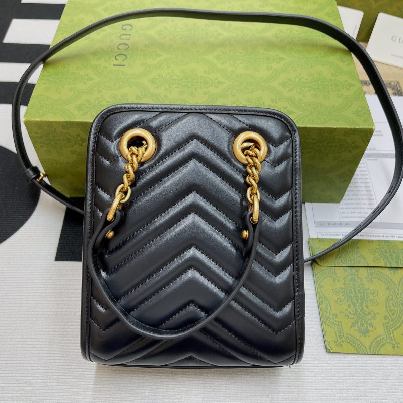 Gucci Marmont Matelasse Mini Bag Black For Women, Women’s Bags 7.5in/19cm GG ‎696123 DTDHT 1000