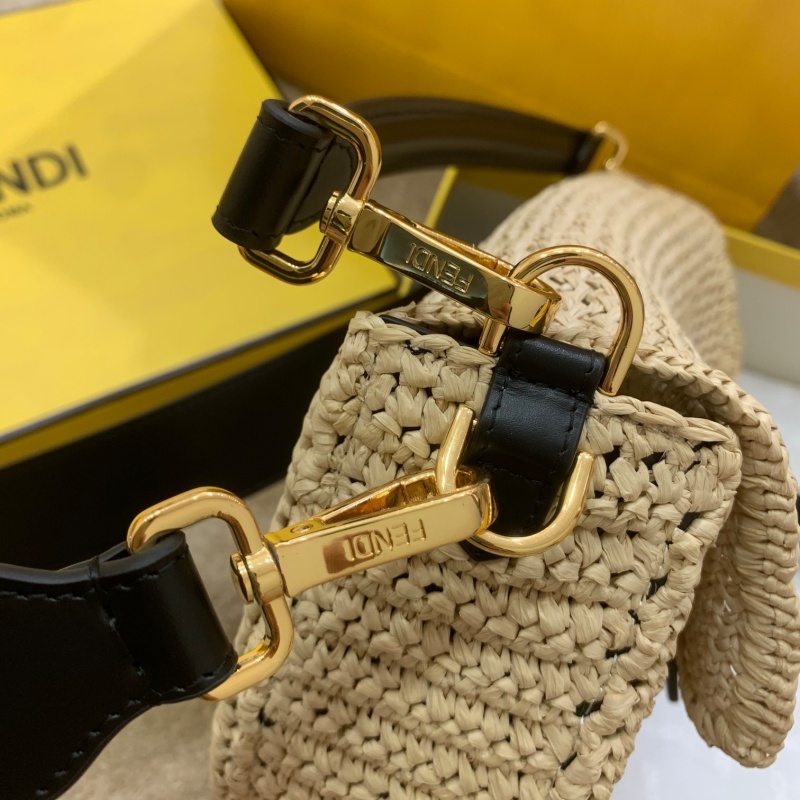 Fendi Baguette Woven Straw Black For Women, Women’s Handbags, Shoulder And Crossbody Bags 10.2in/26cm FF