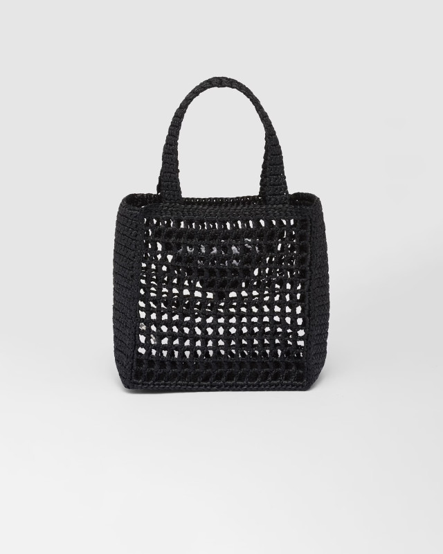 Prada Small Raffia Tote Black For Women 22cm/ 8.7in – 1BG444_2A2T_F0002_V_OOO