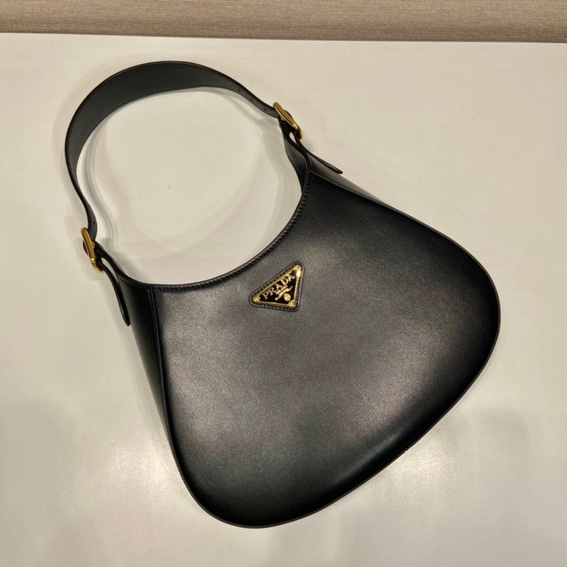 Prada Cleo Brushed Shoulder Bag In Black For Women10.6 in / 27 cm