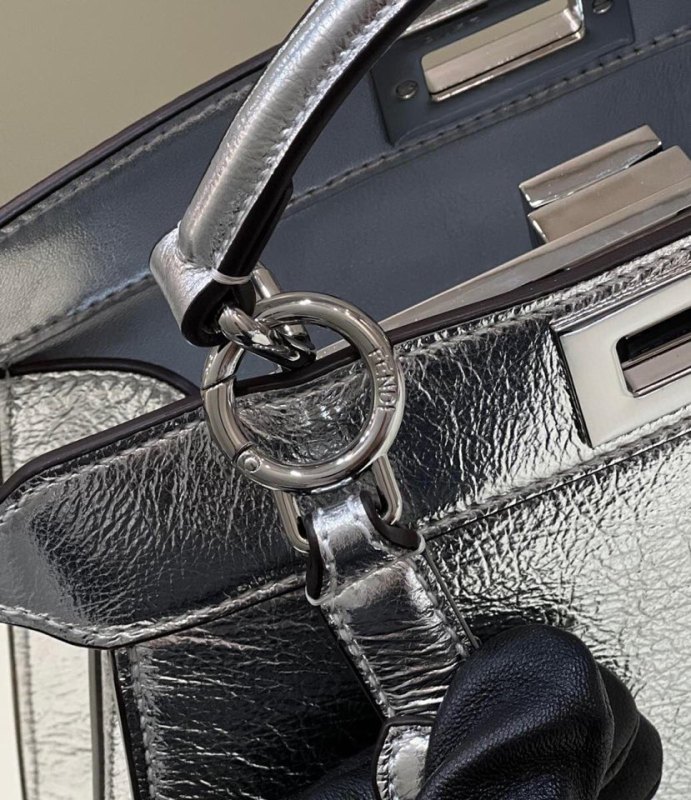 Fendi Peekaboo Small Silver Bag For Woman 27cm/11in
