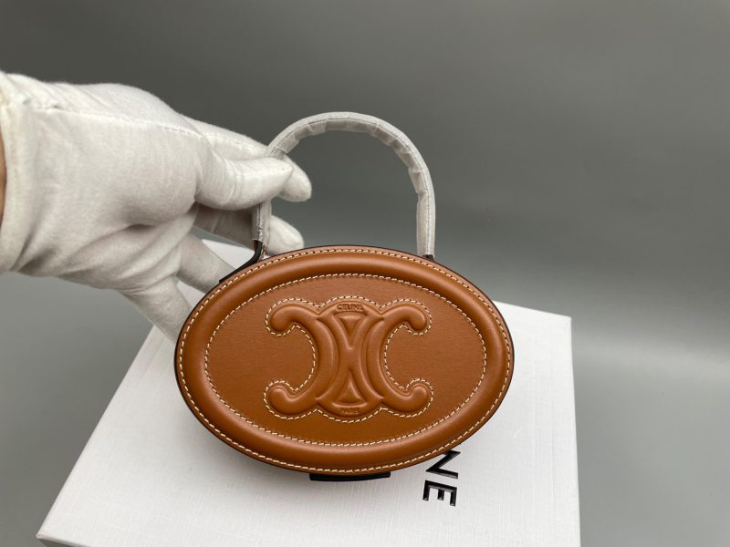 [True-to-ORIGINAL] Celine Oval Minaudiere Cuir Triomphe Brown For Women 6in/11.5cm – 198613DU6.04LU