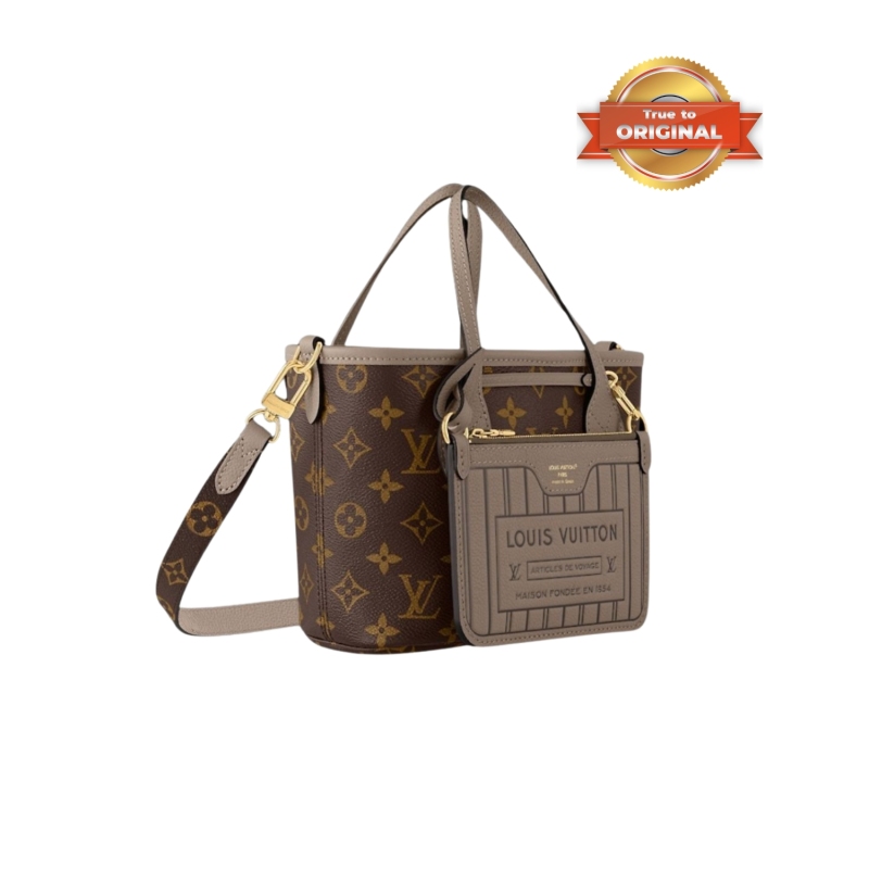 [True-to-ORIGINAL] Louis Vuitton Neverfull Bandoulière Inside Out BB Dark Fango For Women 24cm/9.4in M12109