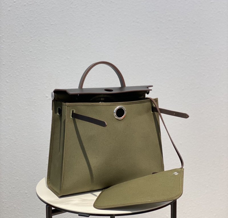 Hermes Herbag Zip Bag Dark Green Moss, Silver Toned Hardware Bag For Women, Women’s Handbags, Shoulder Bags 12.2in/31cm