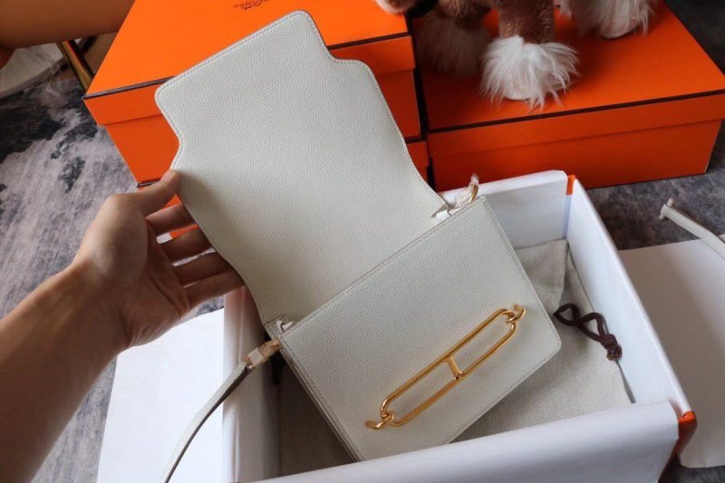 Hermes Evercolor Sac Roulis 23 White For Women, Women’s Handbags, Shoulder Bags 9in/23cm
