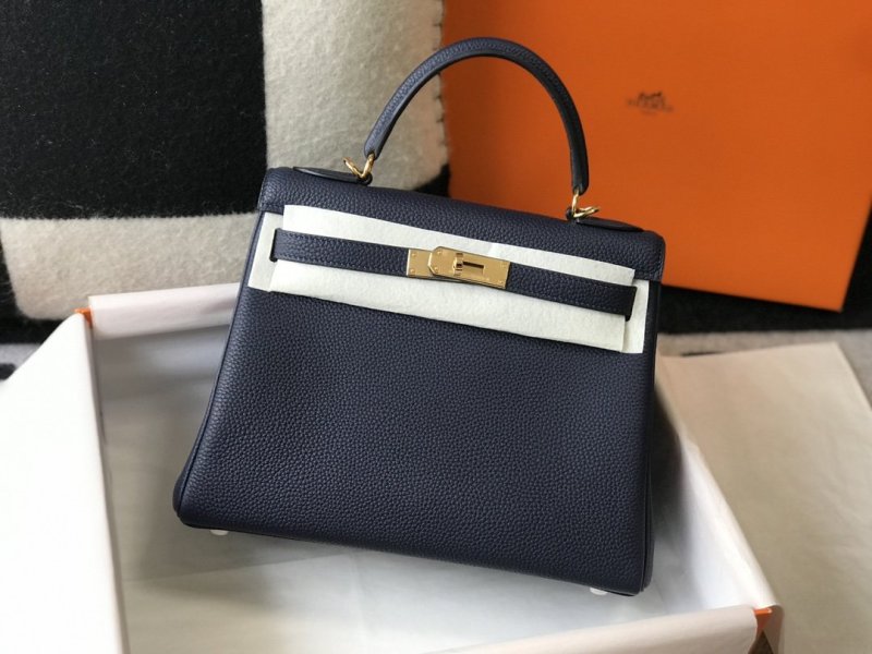 Hermes Kelly 32 Taurillon Clemence Blue Nuit Bag For Women, Women’s Handbags, Shoulder Bags 12.5in/32cm