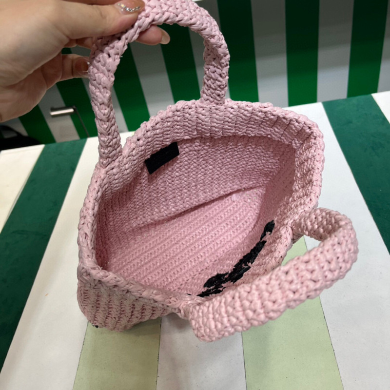 [True-to-ORIGINAL] Prada Small Raffia Tote Bag In Pink For Women 9.4 in/24cm 1BG422_2A2T_F0E18_V_OOL