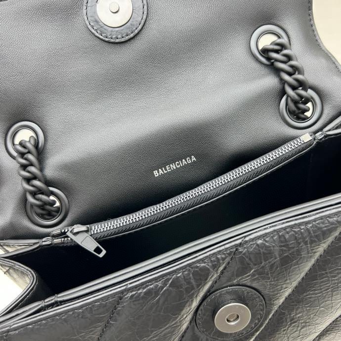 Balenciaga Crush Small Chain Bag Black/Pink/Silver/White For Women‎ 9.8in/24.9cm 716351210J09001