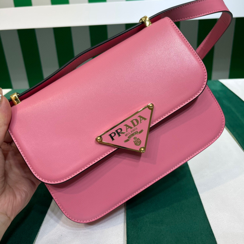 Prada Emblème Shoulder Bag In Pink For Women 7.8in/20cm 1BD340_2A3A_F0ZCL_V_UTO