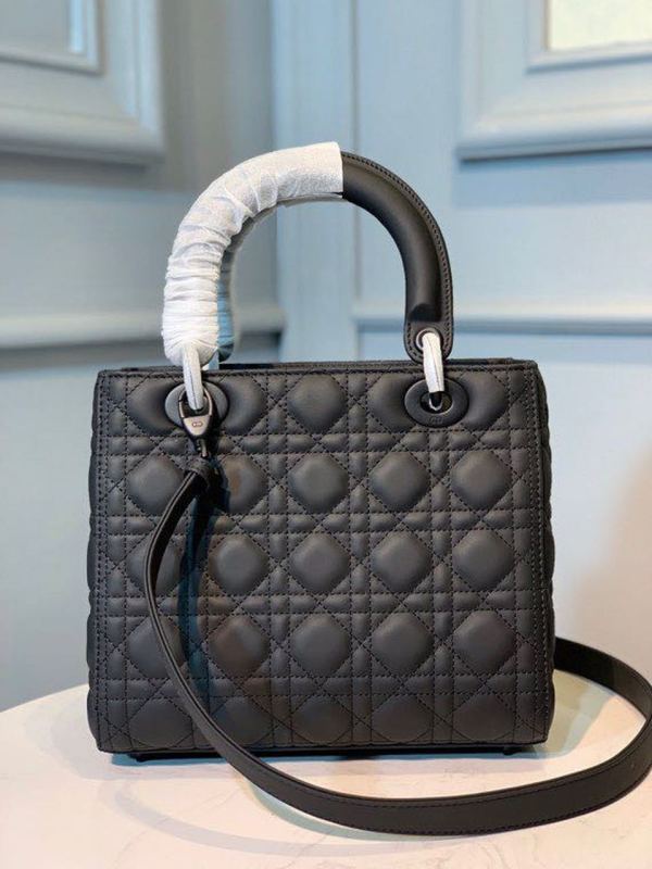 Christian Dior Medium Lady Dior Bag Matte Hardware Black Ultramatte For Women 9.5in/24cm CD M0565SLOI_M989