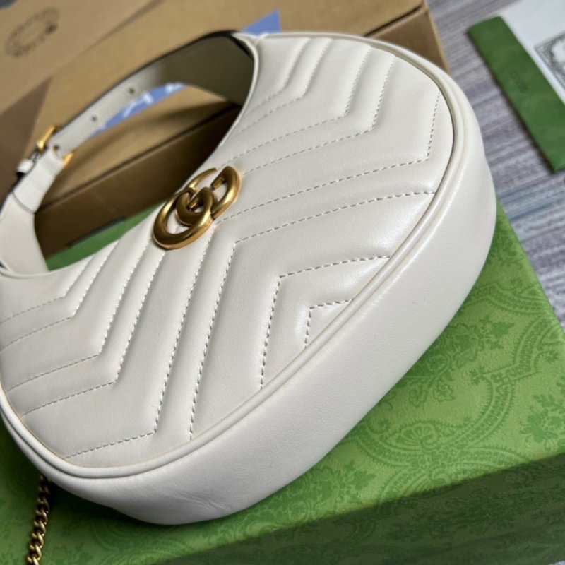 Gucci Marmont Half Moon Shaped Mini Bag White For Women, Women’s Bags 8.5in/22cm GG ‎699514 DTDHT 9022