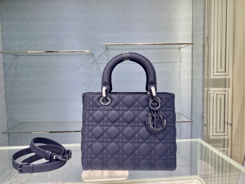 Christian Dior Medium Lady Dior Bag Dark Blue For Women 9.5in/24cm