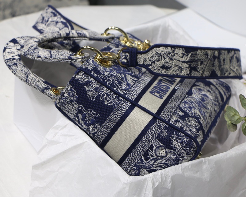 Christian Dior Medium Lady D-Lite Bag Blue, For Women, Women’s Handbags 24cm/9.5in CD M0565ORGO_M928