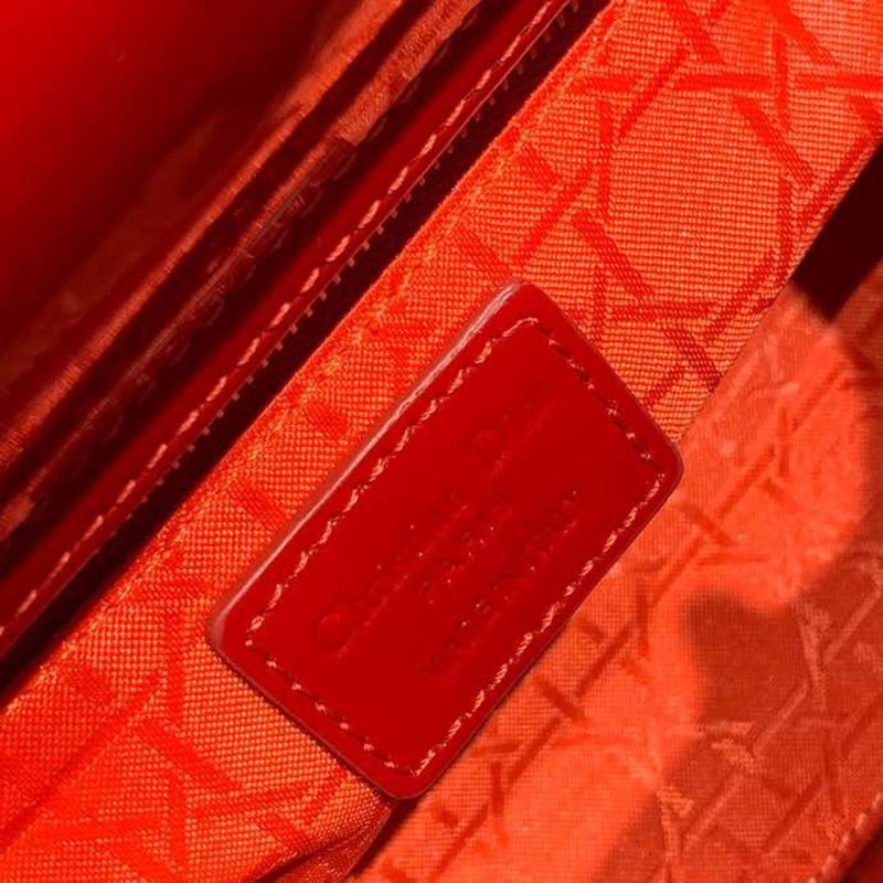 Christian Dior Mini Lady Dior Bag with Chain Silver Hardware Spring/Summer Collection, Red, For Women Women’s Handbags, 17cm CD M0505OCAL_M52R