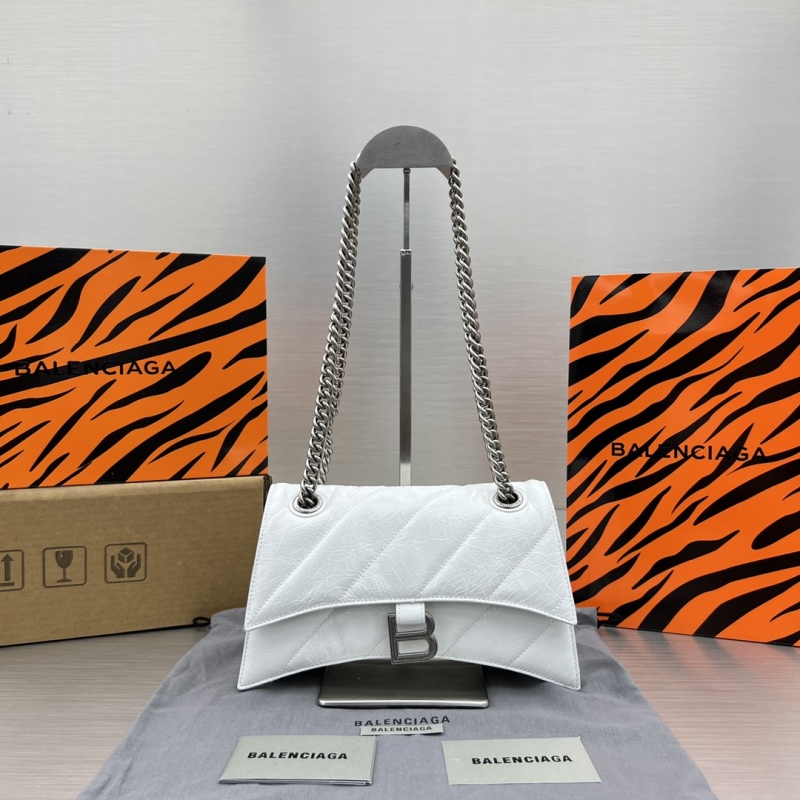 Balenciaga Crush Small Chain Bag Black/Pink/Silver/White For Women‎ 9.8in/24.9cm 716351210J09001