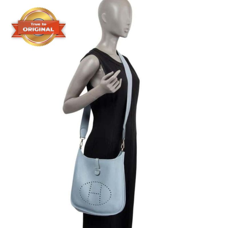 [True-to-ORIGINAL] Hermes Evelyne III 29 Bag Light Blue With Silver-Toned Hardware For Women, Women’s Shoulder And Crossbody Bags 11.4in/29cm H056277CK18