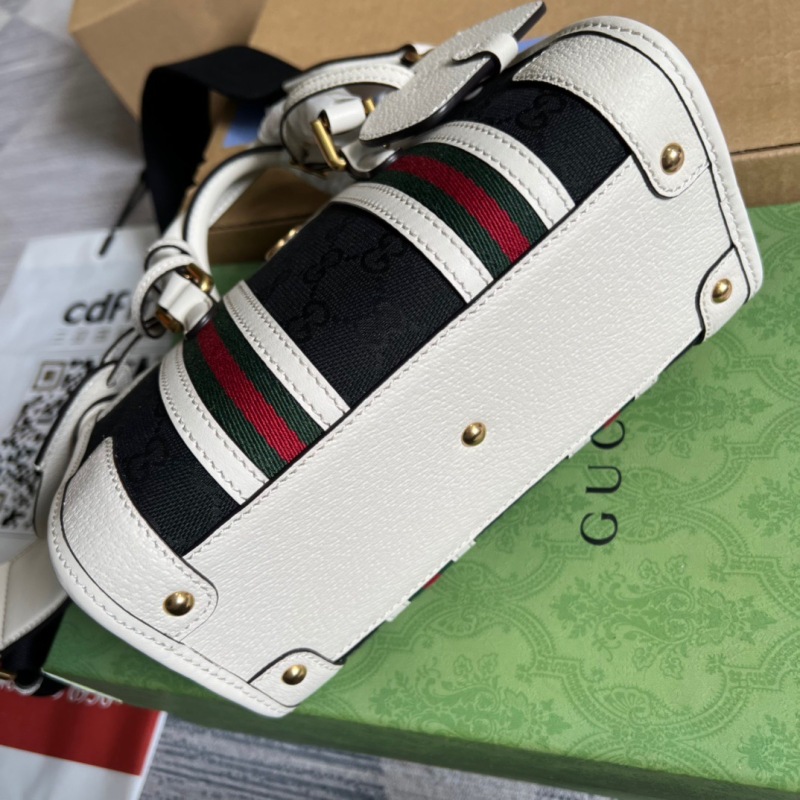 Gucci Mini Top Handle Bag With Double G White/Brown For Men 8.7in/22cm