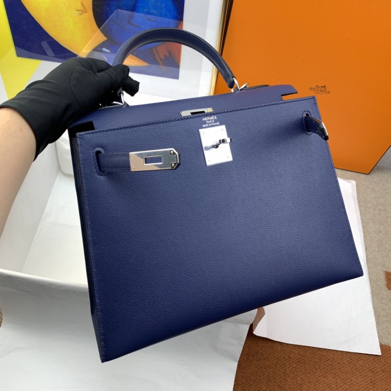 Hermes Kelly 28 Sellier Epsom Blue Bag For Women, Women’s Handbags, Shoulder Bags 11in/28cm