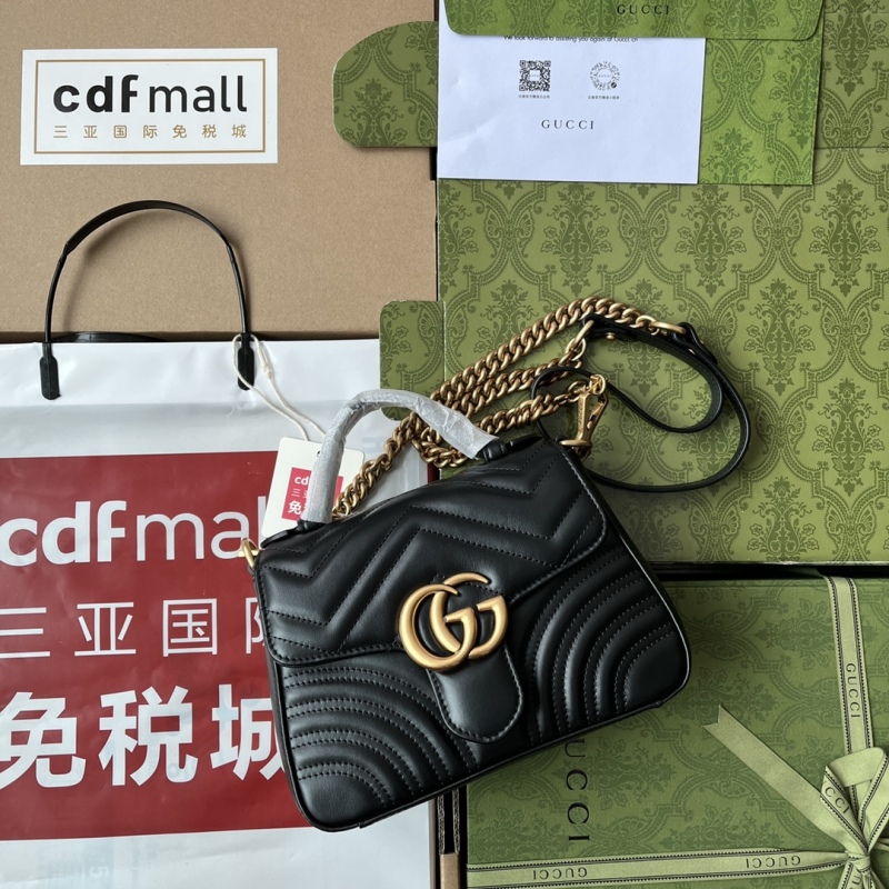 Gucci GG Marmont Mini Top Handle Bag Black For Women, Women’s Bags 8.3in/21cm GG ‎547260 DTDIT 1000