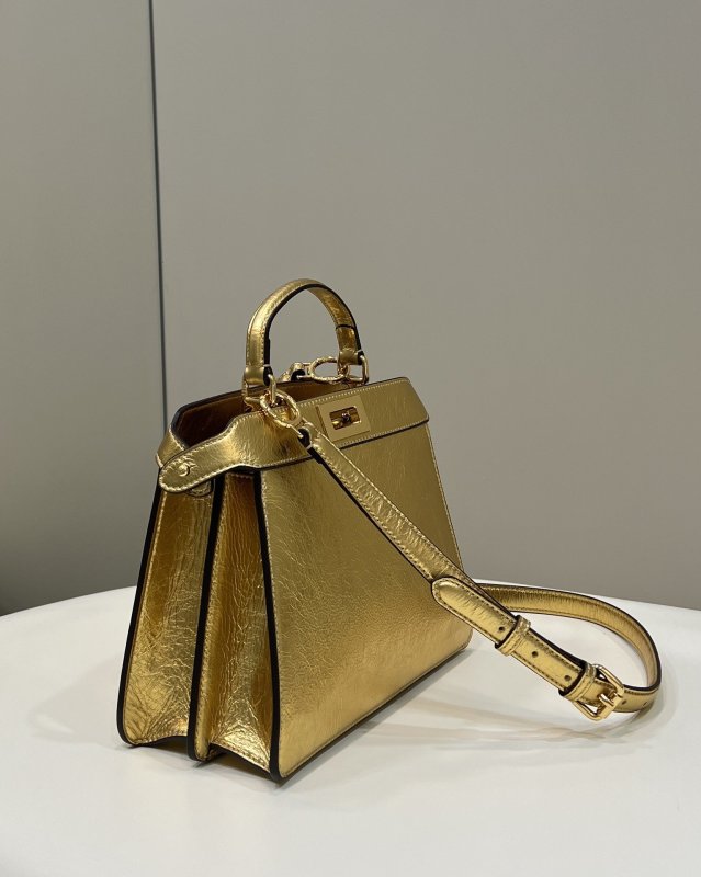 Fendi Peekaboo Small Gold Bag For Woman 27cm/11in