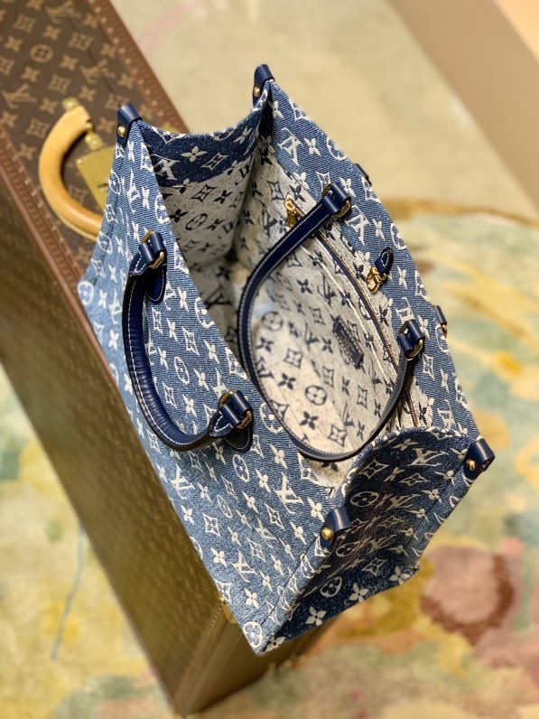 Louis Vuitton Onthego MM Tote Bag Navy Blue For Women 12.2in/31cm LV M59608