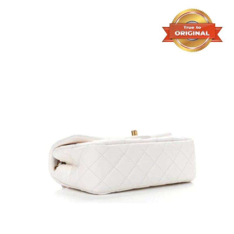 [True-to-ORIGINAL] Chanel Flap Bag With CC Ball On Strap White For Women 7.8in/20cm AS1787