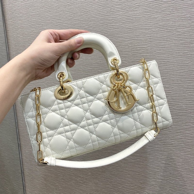 Christian Dior Lady D-Joy Bag White For Women 10.2in/26cm