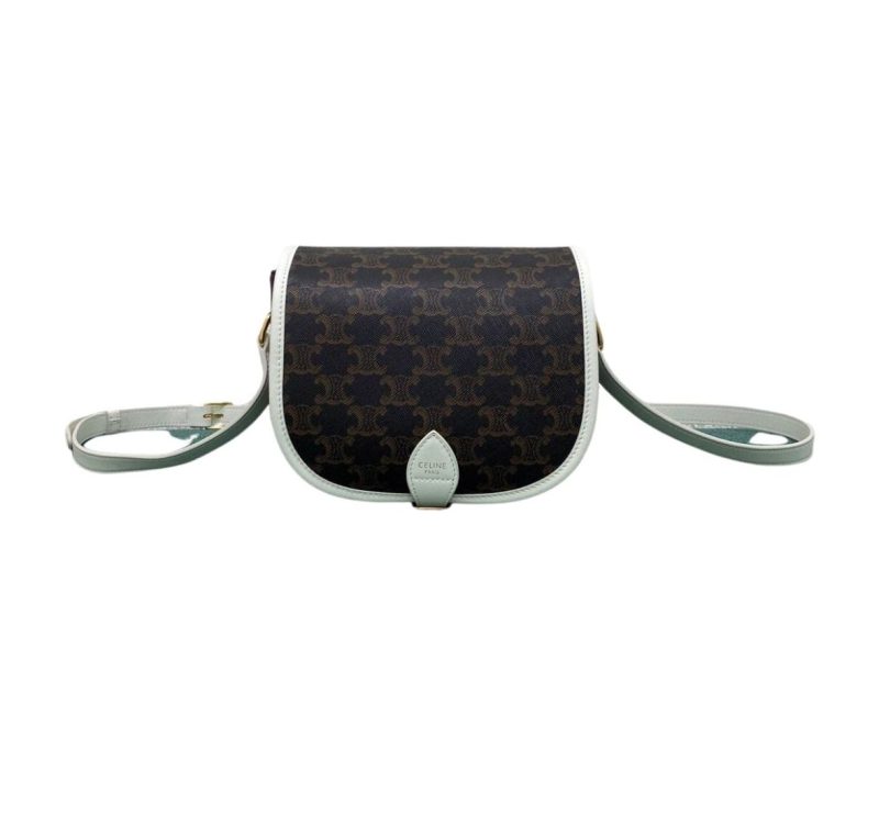 Celine Medium Folco Bag In Triomphe Canvas With Celine Print Black And White For Women‎ 7in/18.5cm