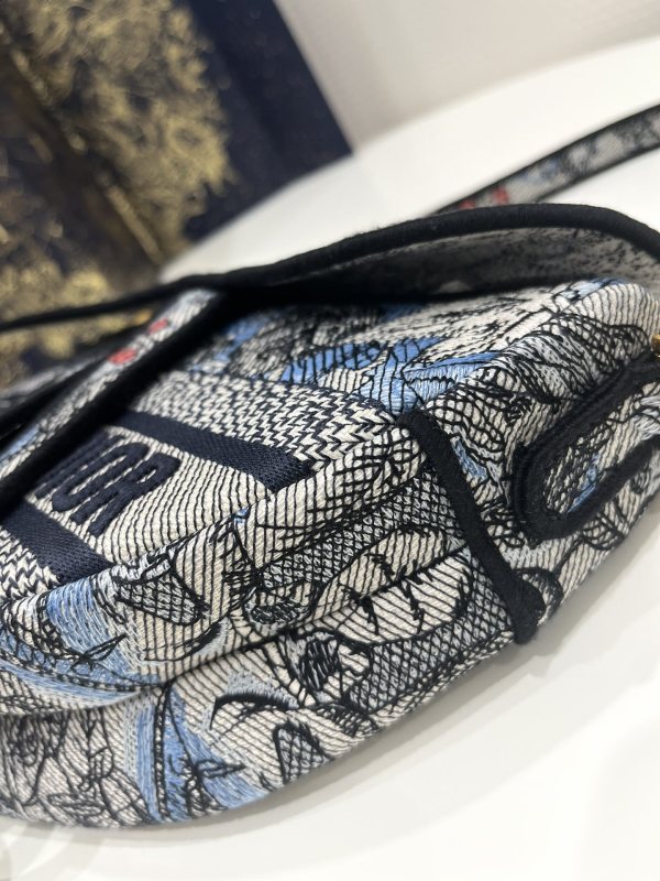 Dior Saddle Bag Denim Multicolor For Women 10in/25.5 cm M0446CRZI_M49E
