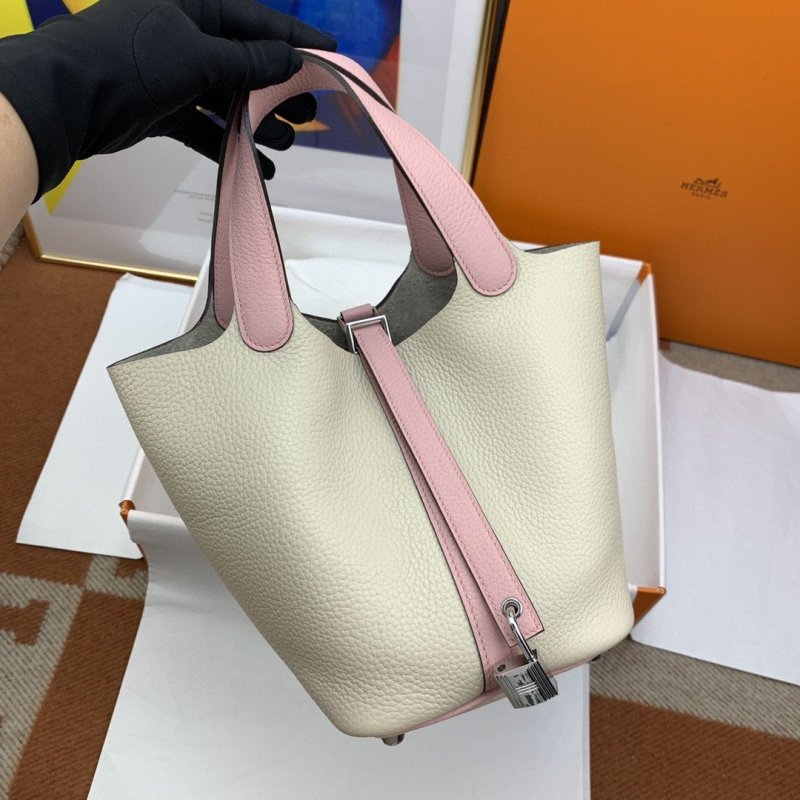 Hermes Picotin Lock 18 Bag Beige/Pink With Silver-Toned Hardware For Women, Women’s Handbags 7.1in/18cm