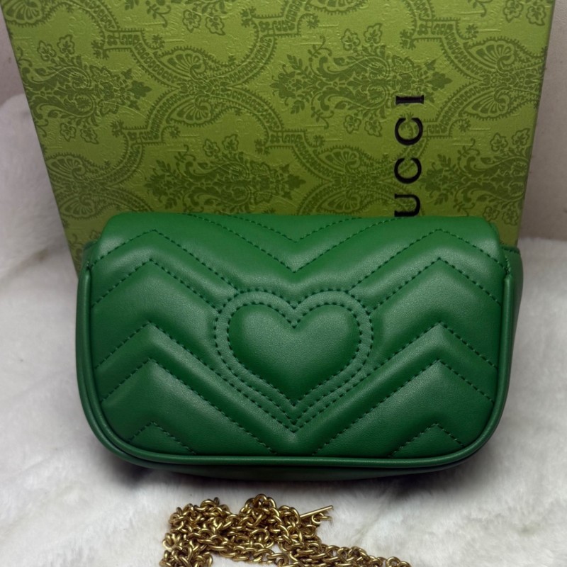 Gucci Marmont Matelassé Super Mini Bag Green Matelassé Chevron For Women 6.2in/16.5cm GG