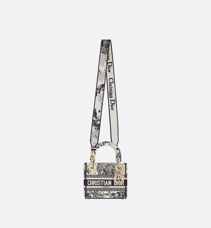 Christian Dior Mini Lady D-Lite Latte and Black Bag For Women M0500ORHZ_M941- 6.5 Inches/ 17 Cm