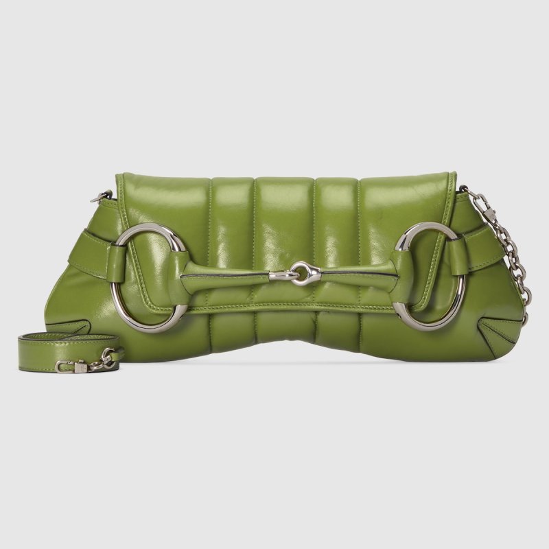 Gucci Horsebit Chain Medium Shoulder Bag Green For Women 15 Inches/ 38 Cm 764255 AACU1 3506
