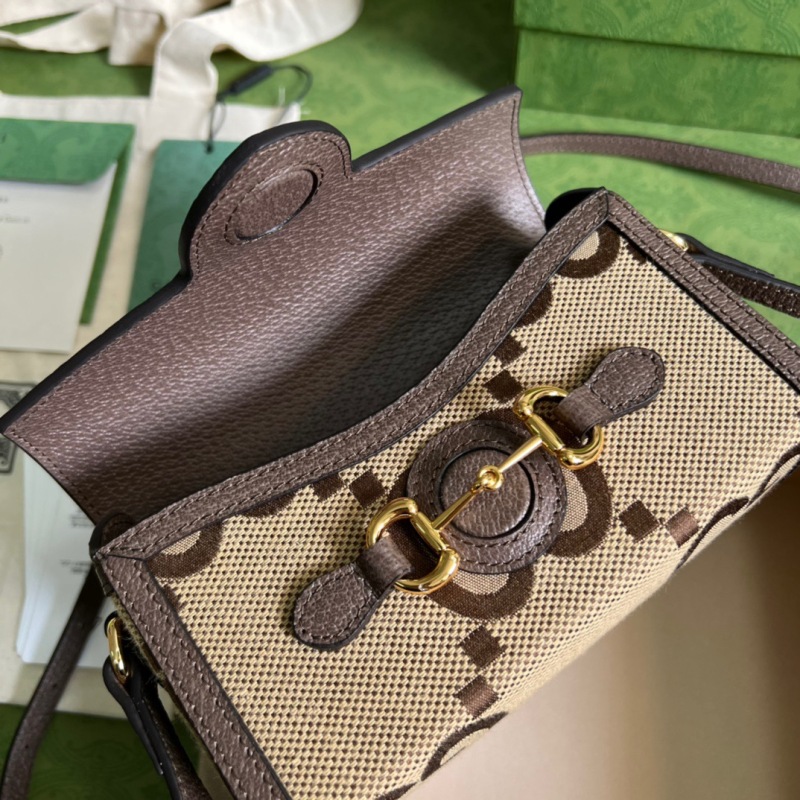 Gucci Horsebit 1955 Mini Bag Brown For Women, Women’s Bags 7.1in/18cm GG ‎‎