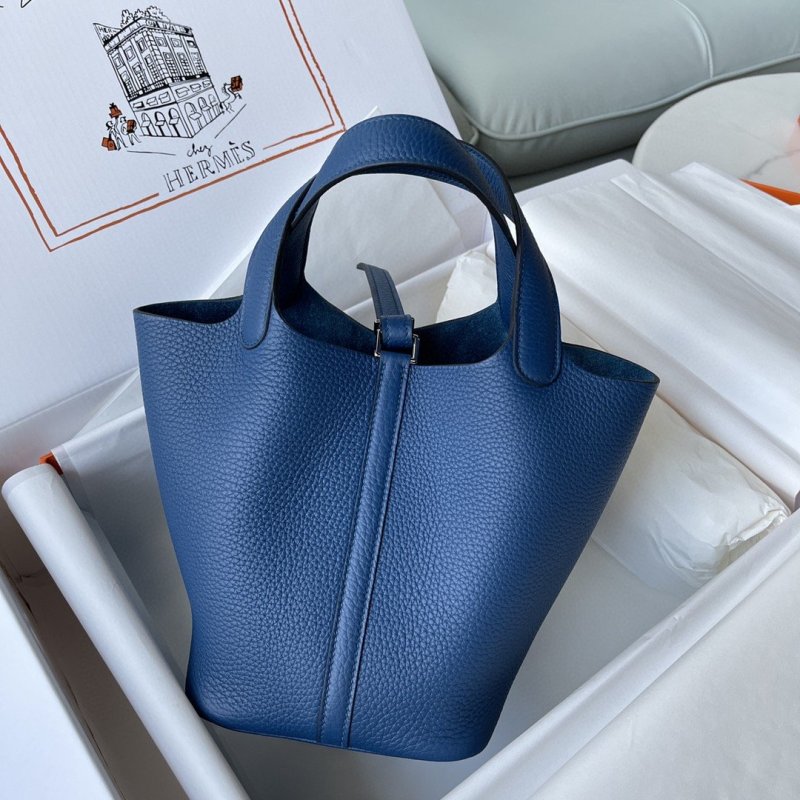 Hermes Picotin Lock 18 Bag Navy Blue For Women, Women’s Handbags 7.1in/18cm